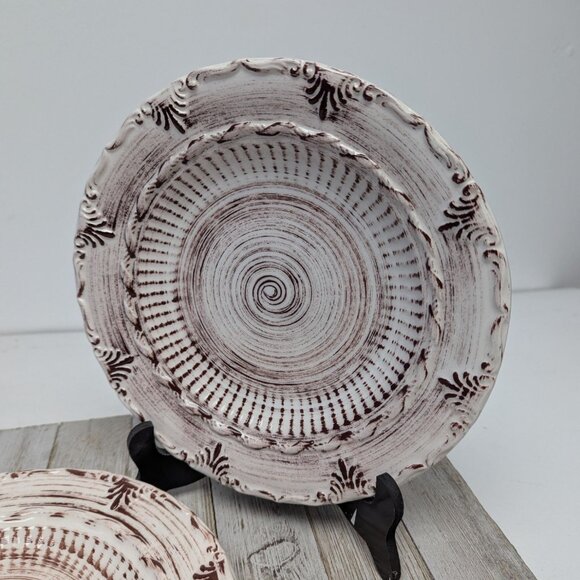 London by Artimino Salad Plates Set of 2 Vintage Brown White Italy - Picture 4 of 8